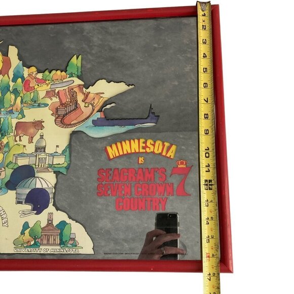 RARE Seagram's 7 Seven Crown Country Minnesota Bar Mirror Sign Vintage - Picture 3 of 9